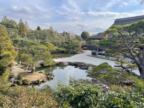 古都の静寂、水面に映る緑
