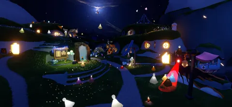 夜空に輝く光の村