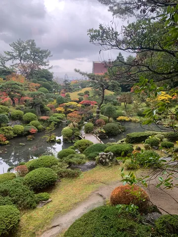 雨上がりの庭園、深まる秋色