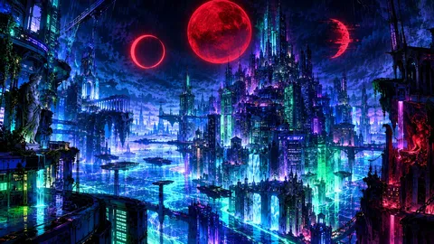 赤い月が見下ろすネオン迷宮