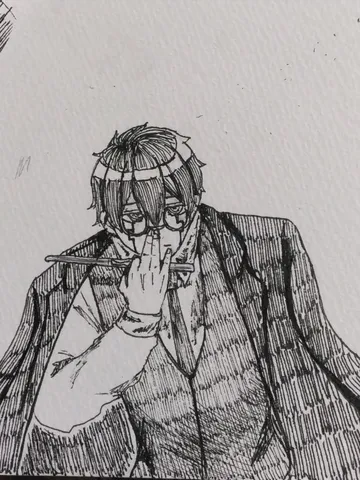 影の紳士が一息つく