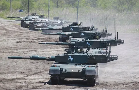 砂塵の中の戦車列