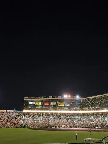 夜空に輝くスタジアムの灯り