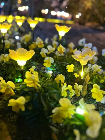 光る花の灯る夜道
