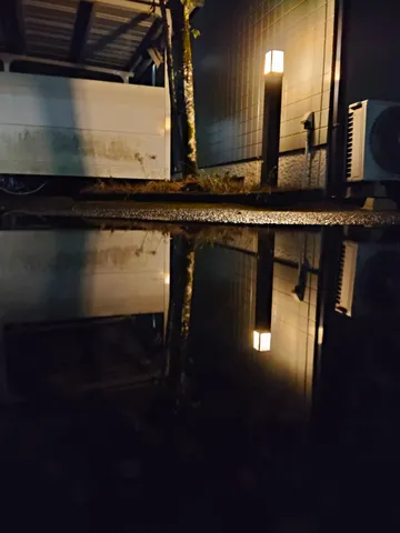 夜の水面に映る静かな光