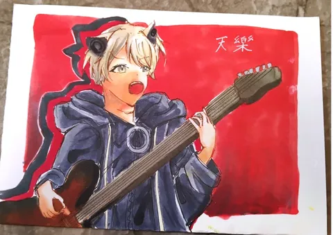 赤背景に響くギターの音