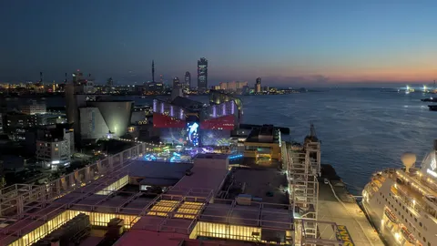 光と影が織りなす港の夜景