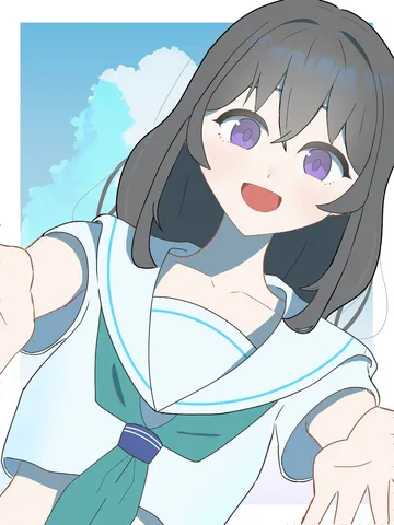 青空の下、笑顔で手を伸ばす君