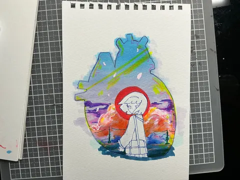 心臓に映る、幻想的な夕暮れ