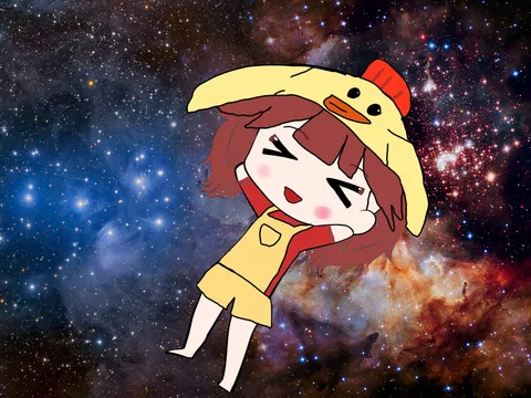宇宙を泳ぐ帽子と笑顔