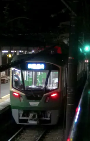 夜の駅に佇む電車の旅情