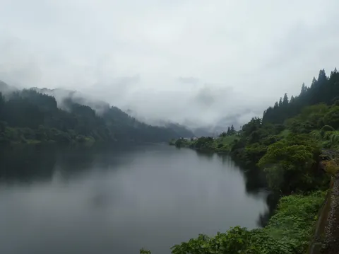 霧に包まれた湖畔の静寂