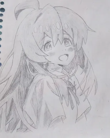 アニメ風美少女の鉛筆画