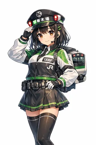 鉄道制服の輝く笑顔