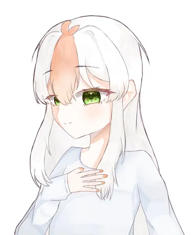 照れ隠し？そっと胸に手を当てる仕草