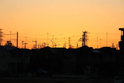 電線が織りなす黄昏