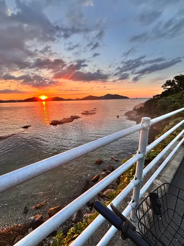 夕日の道と、静かな時間