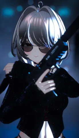 クールな銃撃戦の美少女