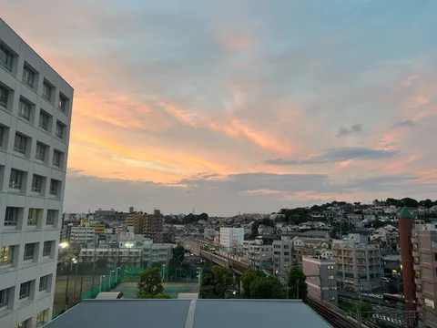 茜色に染まる都会の空