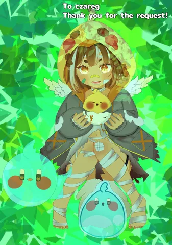 ひよこに囲まれた幻想的な世界