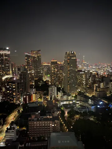 煌めく夜景、都市の灯り