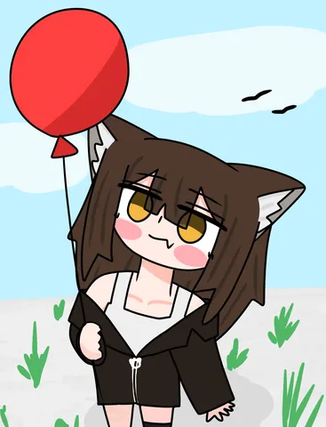風船と毛並みの少女