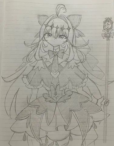 幻想的な魔法少女の鉛筆画