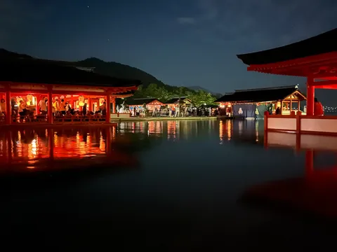 水面に映る幻想的な夜の光景