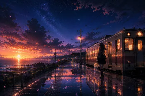 夕焼けと星空の交差点