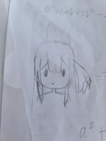 数学の落書きと少女の表情