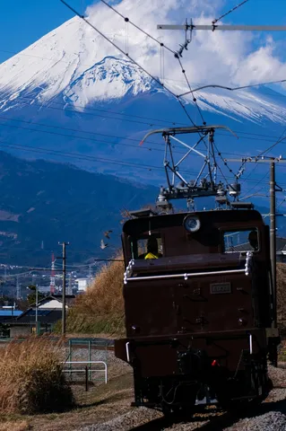冬空に映える富士と列車