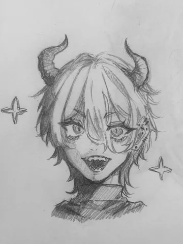 角と星のサイバーパンク風デッサン