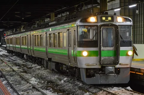雪夜を照らす銀の車両