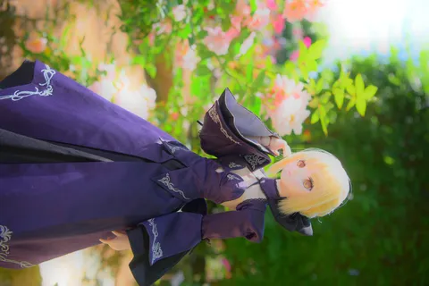 優雅なドールと花園の午後