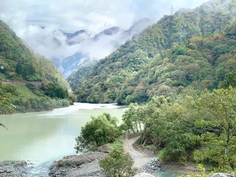 深緑の渓谷と水面