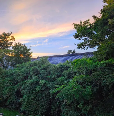 夕暮れに映える古都の屋根
