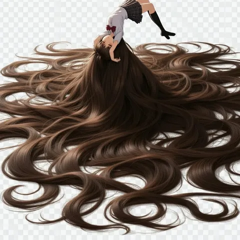 髪の海に漂う少女