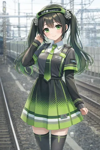 山手線ガール、電車とポーズ
