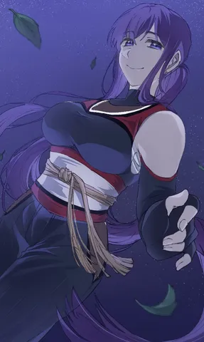 微笑む紫色の髪