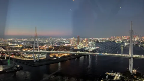 夜景に溶け込む橋のシルエット
