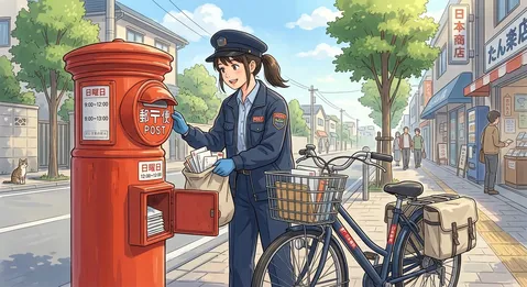 穏やかな街の郵便風景