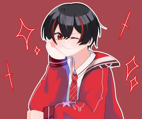きらめく瞳と赤のコントラスト