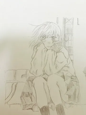ちょっと照れてる？鉛筆画