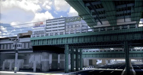 ブロックの世界の都会風景