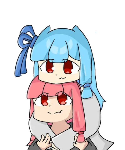 青とピンクの姉妹