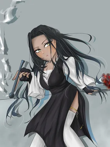 舞い散る黒髪と紅い力