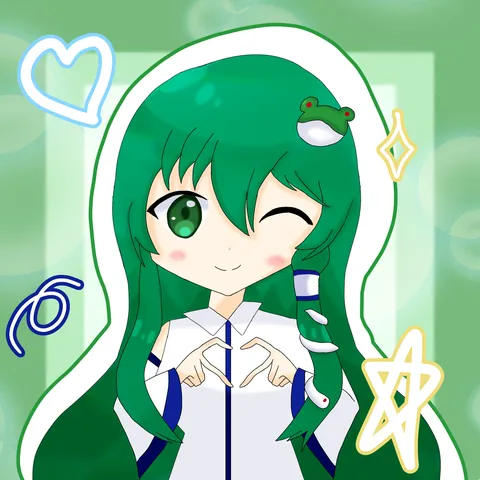 カエルさんとハートのポーズ