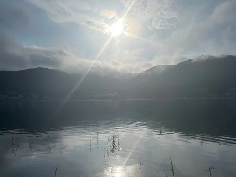 朝霧の湖畔、静寂の息吹