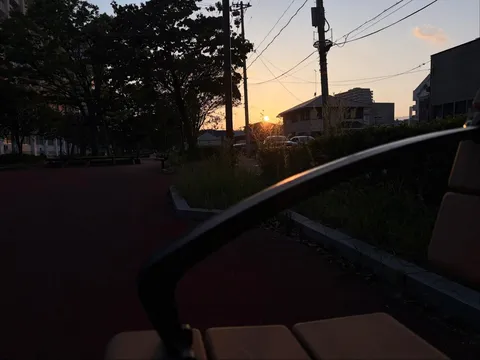 夕暮れのベンチ、日陰の涼み