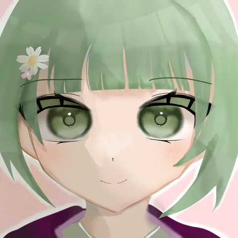 緑の髪と花、少女の透明感
